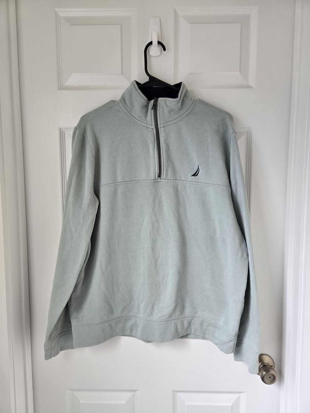 Nautica Men’s Sage Green Quarter Zip Half-Zip Pullover Sweatshirt Large Medium